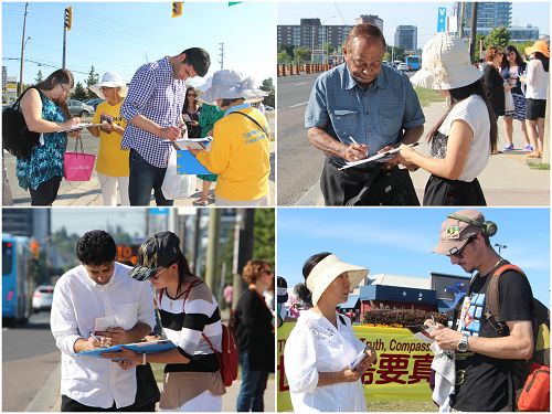 加拿大多伦多民众在举报江泽民的征签簿上踊跃签名（明慧图片）