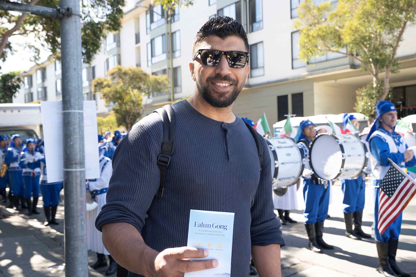 '图13:来自巴勒斯坦的穆罕默德表示,真、善、忍很重要。'